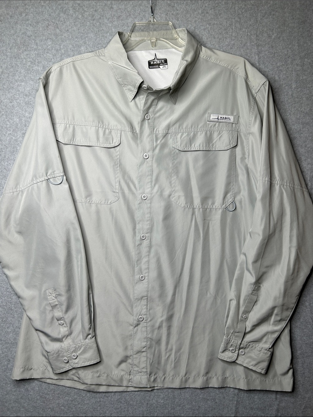 Habit Outdoor Long-Sleeve Button Shirt - Light Gray 2XL‎